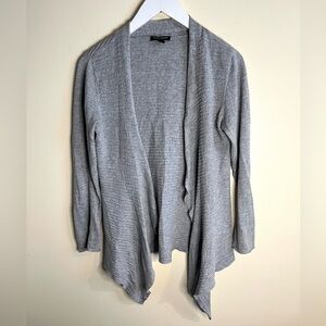 Eileen Fisher Women's Gray Ribbed Knit Open Front Cardigan